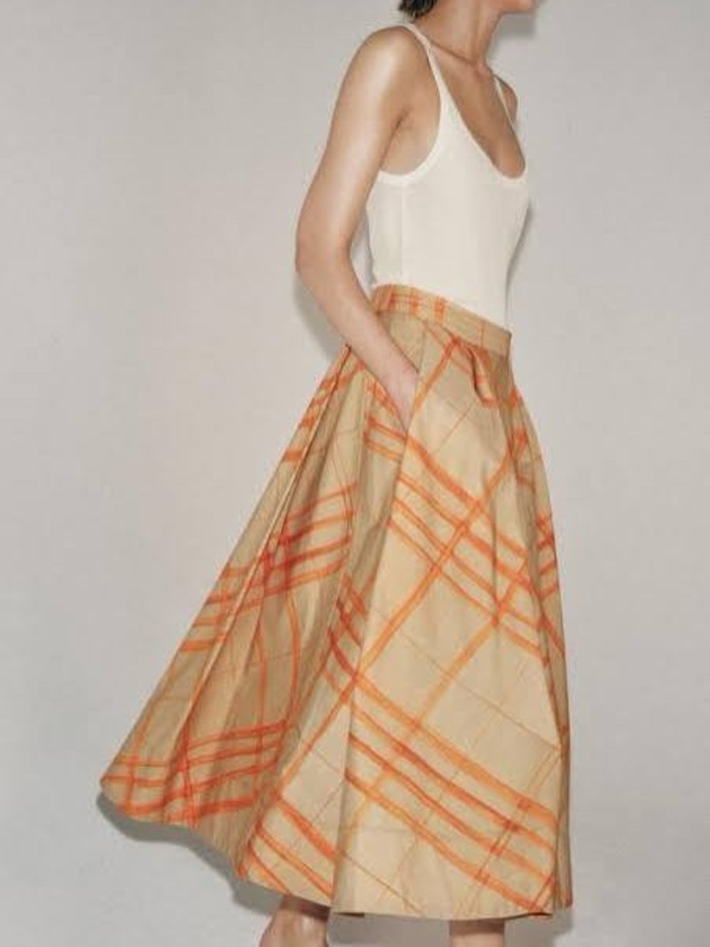 ZARA ZW COLLECTION PLAID CAPE SKIRT